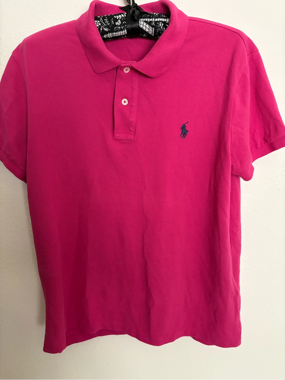 Polo Ralph Lauren Women’s Pink Fuchsia Mesh Polo Shirt Medium M Cotton EUC